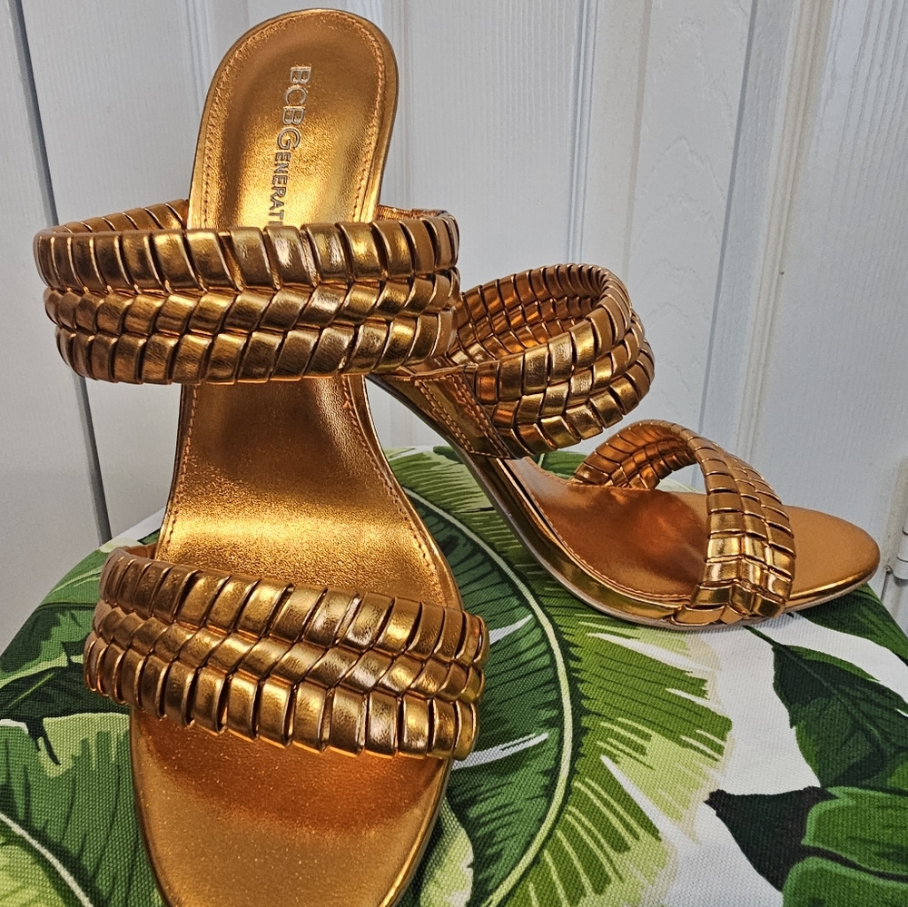 BCBG Metallic Tangerine Braided Sandals - Picture 5 of 9